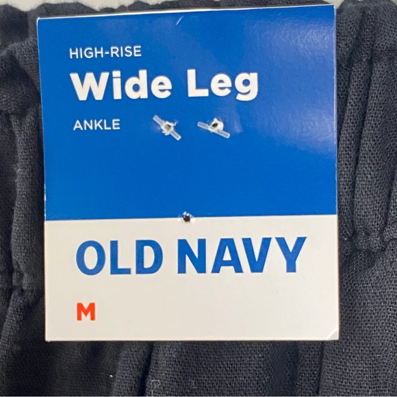 NWT Old Navy Women High Waisted Crinkle Gauze Wide Leg Pants M Black 100% Cotton - Picture 8 of 11